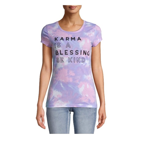 NWT Hybrid Juniors' Karma Tie Dye Graphic Tee - Picture 2 of 4
